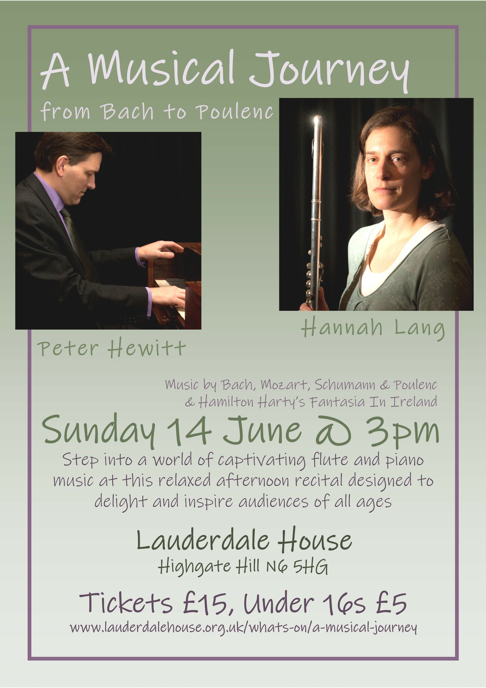 A Musical Journey from Bach to Poulenc with Hannah Lang, flute and Peter Hewitt, piano